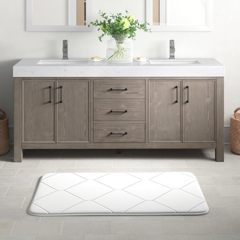 Lark Manor Aneysa 72'' Double Bathroom Vanity with Engineered Marble ...